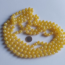 Halskette  Perlenkette  Endloskette  XXL   gelb schillernd    ca  240 cm lang
