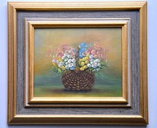 Öl Bild Blumenkorb  20 x 25