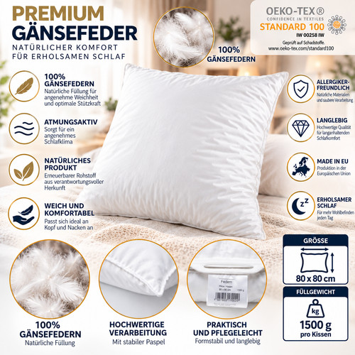 Federkissen 80x80 100 - federkissen,