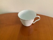 Vintage: 1 x  kleine Tasse ( 1 von 2 ) Emaille weiß Pflanztöpfchen