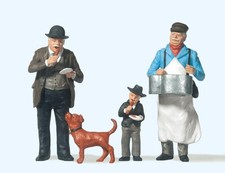 45059 Große Spur G/LGB Preiser Figuren, Wurstverkäufer mit Kunden, Maßstab 1:22,