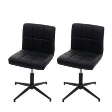 B-Ware 2er-Set Esszimmerstuhl Cadiz II, drehbar Kunstleder schwarz Fuß schwarz