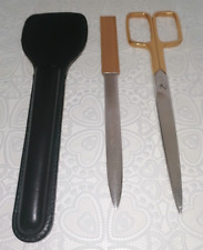 Schreibtischset Brieföffner&Schere in Etui  LERCHE SOLINGEN GERMANY Antik