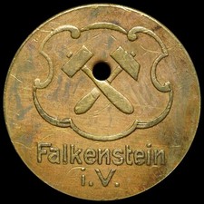 GASMARKE: GASAUTOMAT STÄDTISCHES GASWERK FALKENSTEIN IM VOGTLAND / SACHSEN.