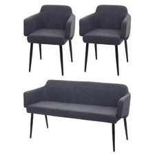 B-Ware Esszimmer-Set MCW-L13, 2er-Set Stuhl+Sitzbank, Stoff/Textil, anthrazit