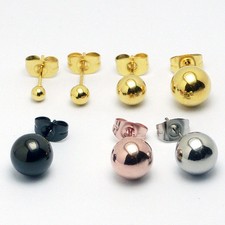 1 Paar Edelstahl Ohrstecker Kugel Ball vergoldet Ohrringe 3-8 mm