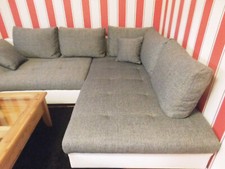@Neu. Unbenutzter Artikel. Ecksofa, ausziehbar, Kunstleder weiß, Stoff grau,
