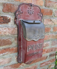 POSTKASTEN ROT BRIEFKASTEN ANTIK STIL METALL VIKTORIANISCH 51cm HOCH VINTAGE 