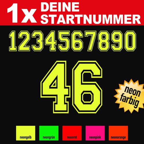 Startnummer neongelb zahlen - startnummer,