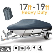 NEVERLAND 210D Allwetter-Bootsabdeckung für 5,2-5,8m Spitzgatt 2,6m Breite Grau