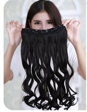 Haarteil Clip In Natur Schwarz Ca. 64 cm Lockig NEU Dick 1Teil 5 Clips  Indianer