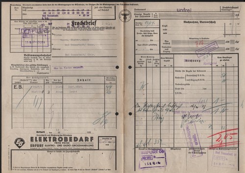 Frachtbrief 1937