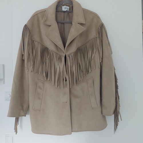 Wildleder fransenjacke beige - l,