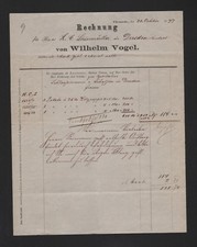 CHEMNITZ, Rechnung 1877, Wilhelm Vogel Holzpappe