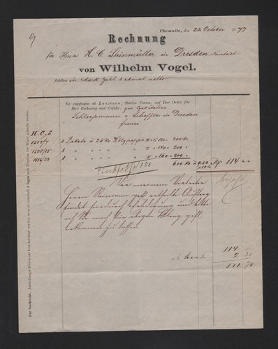 Chemnitz rechnung 1877 - chemnitz,,