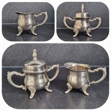 Vintage Milch & Zuckerset auf Füßen * Milchkännchen Zuckerdose * versilbert