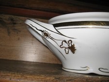 Wunderschöne alte Jugendstil Terrine, Deckelterrine, weiss-Goldrand, Porzellan