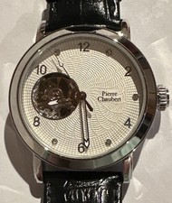 Herrenuhr, Automatik, offene Unruh, Lederband, schwarzes Lederband, 37 mm Durchm