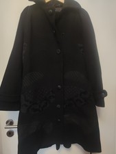 Wollmantel Patchwork Schwarz
