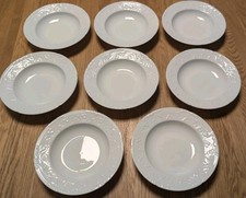 8 x HAVILAND LIMOGES Imperatrice Suppenteller In Weiß Top Zustand 