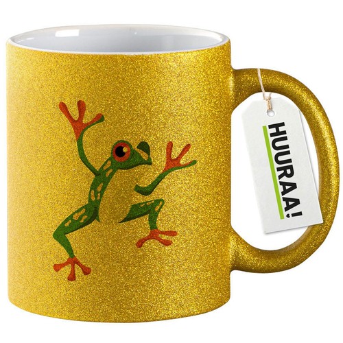 Glitzertasse frosch comic - glitzertasse,