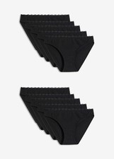 10er Pack Slip Gr. 44/46 Schwarz Damenslips Unterwäsche Panty Neu*
