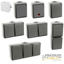 Feuchtraum Steckdosen Serie Secure IP44 f. Außen Aufputz Doppel Steckdose Taster