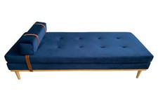 Daybed Samt blau Gästebett Tagesbett Bett Relaxliege Lounge