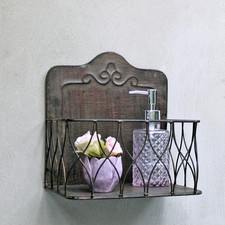 Vintage Metall Wandkorb Weiß