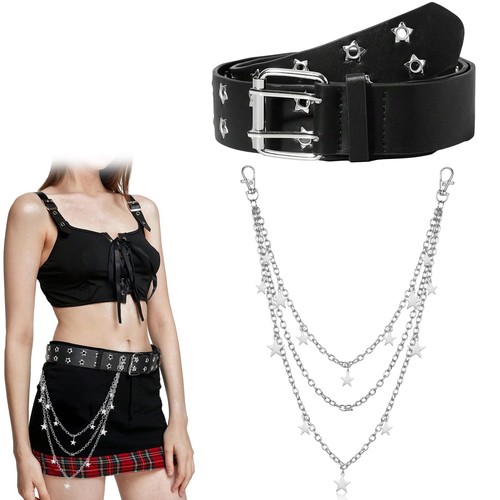 Damen punk ledergürtel mit - damen,