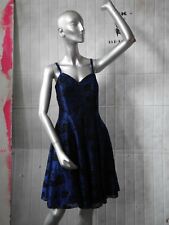 Miss astor KLEID 38 nachtblau 90er Rosen Glitter Silvester TRUE VINTAGE dress 