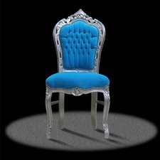 Barockstuhl hellblau silber Stoff edel elegant repro auffällig klassisch