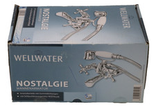 Wellwater Retro Bad Wannenarmatur Nostalgie chrom, Brauseabgang 1/2" mit Brause