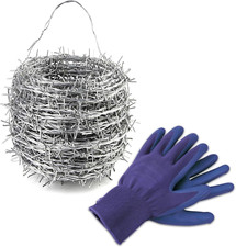 KARAT Stacheldraht Verzinkt, 16 Meter Rolle Mit Tragegriff Und Handschuhe, Übers