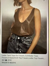 Echtleder Top, Maßanfertigung, Schwarz, Größe L