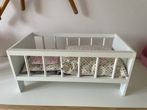 Puppenbett holz weiß inkl - puppenbett,