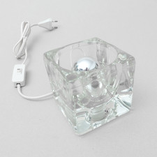 Peil & Putzler Lampe, Kubus Ice Cube Würfel Leuchte Glas Tischllampe 70er Jahre