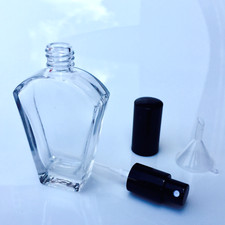 Parfum Flakon  -Flasche -GLAS- NEU  leer 50ml + Trichter-nachfüllbar-schwarz