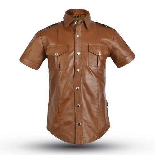 6651 zimtbraun lederhemd slim - zimtbraun,