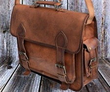 Herren Schultertasche Neu Echt Braun Handarbeit Leder Aktentasche Laptop
