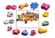 100 stück Holzperlen Bunt mit