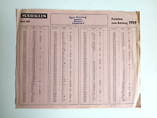 Märklin  Preisliste zum Katalog 1959 - "Blatt"  ---- B 367