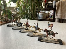 Figuren (alt) - 5 Stück - Reiter - Husaren - Fahnenträger - Kunststoff - 8 cm