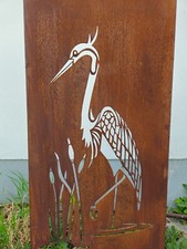 Dekoelement - Kranich- Sichtschutz - Gartenaufsteller - Edelrost - Metall