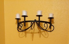 Wandkerzenleuchter, Eisen schwarz, Loft-Stil, f. 4 Stumpenkerzen, B 50/57, T 30