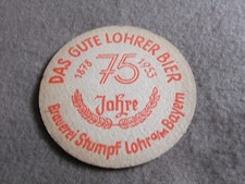 Bierdeckel ,  75 Jahre Das gute Lohrer Bier , 1878 - 1953