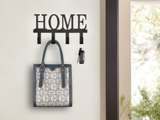 Klassische Wandgarderobe Flur Garderobenleiste Metall in Schwarz Landhausstil