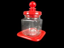 Vintage Vorratsbehälter Keramik Glas - Rot - 1970er - 10 cm