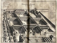 Hospital de la Charité Lyon Merian Kupferstich Topographiae Frankreich 1655-61