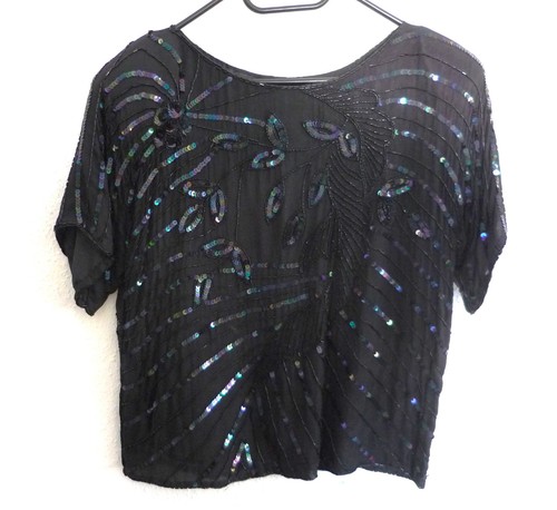 Pailletten damen kurzarm - pailletten, top